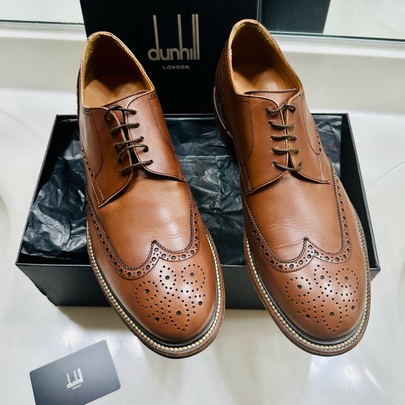 😀SOLD😀 Dunhill Men’s Formal Brown Wing Tip Shoes Sz. 8.5 - Picture 10 of 14
